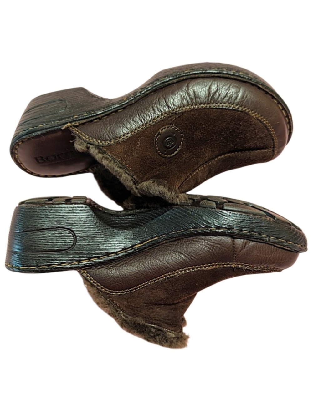 Born Brown Faux Fur Lined Mule Clogs - Picture 8 of 9